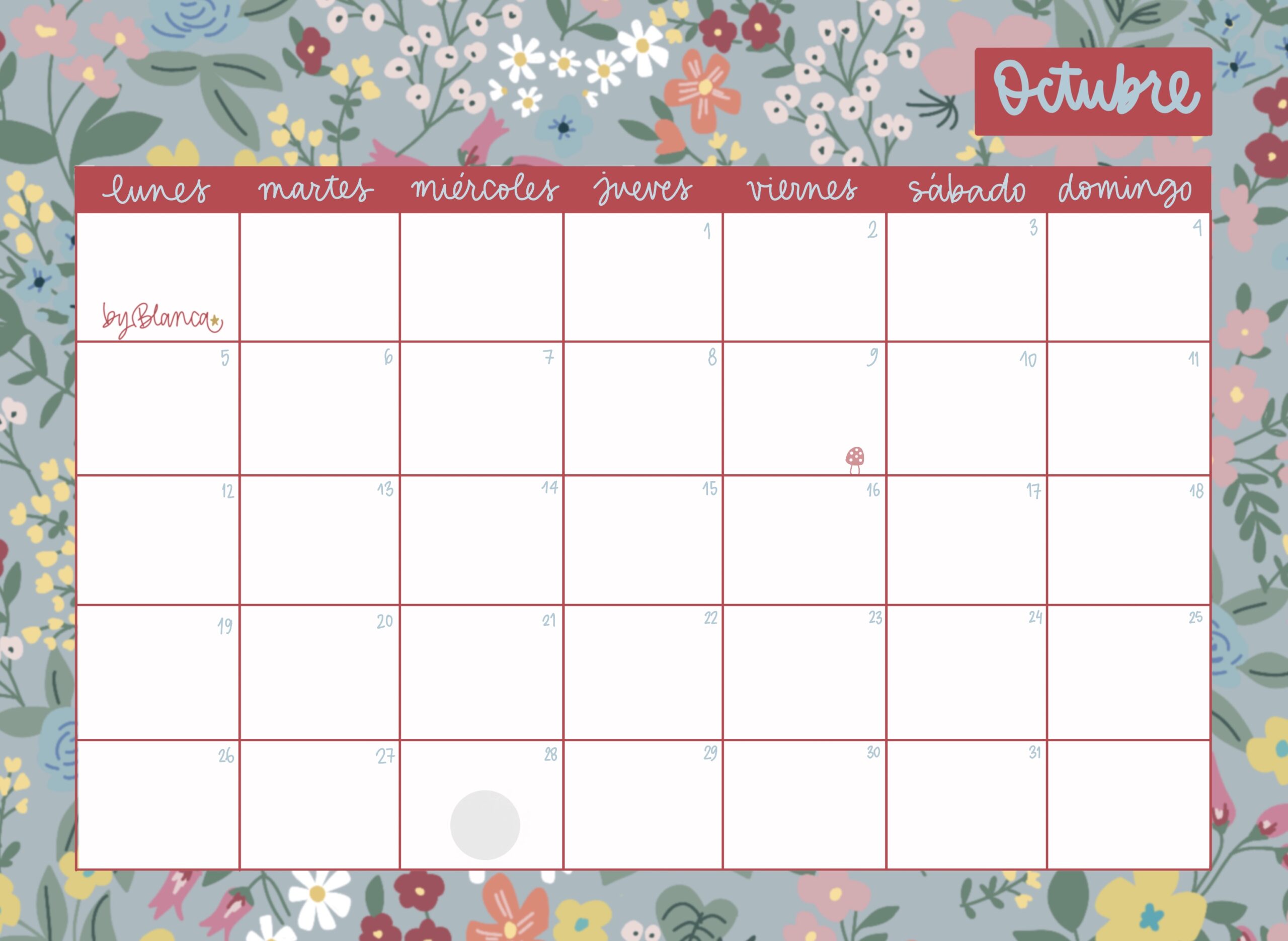byBlanca calendario octubre