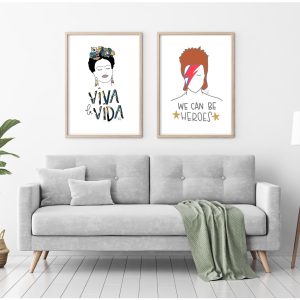 byBlanca lamina pared frida kahlo david bowie